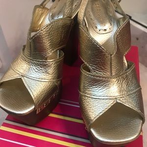 BCBG Génération Blend Leather Wooden Sandals